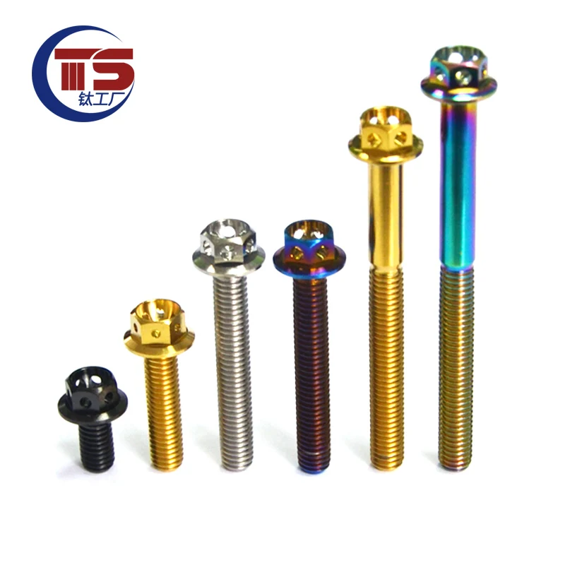 TS Titanium alloy flange screw inner and outer hexagon M6X25/40/60/65/70mm  burnt blue motorcycle repair screw  (one lot=10pcs)