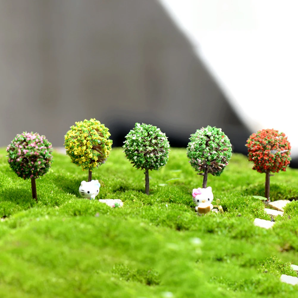 1/5pcs/Set Mini Tree Fairy Garden Miniatures Micro Landscape Resin Crafts Bonsai Figurine Garden Terrarium Accessories supply