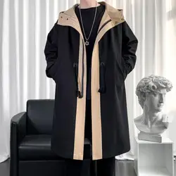 2023 Spring Long Style Coat Men's High Quality Casual Trench Coat Casual Hoooded Jackets Men's Clothing Windbreakers Waterproof