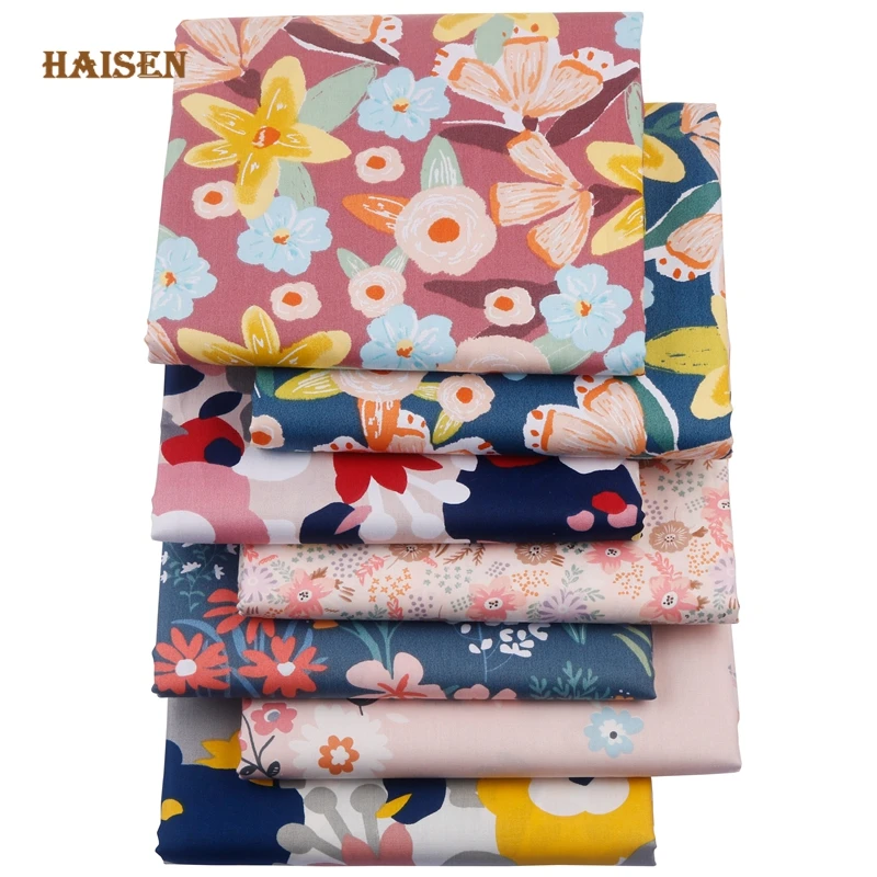 

Haisen,7pcs/Lot,Floral Series,Printed Twill Cotton Tissue Fabrics,Patchwork Cloth,For DIY Sewing&Quilting Fat Quarters Material