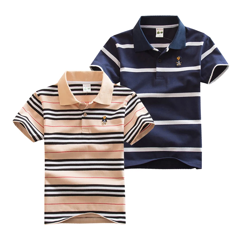 

Fashion Striped Summer Boys Polo Tshirt Cotton Blend Teenager Tops Tees Kids Shirt Children Clothes