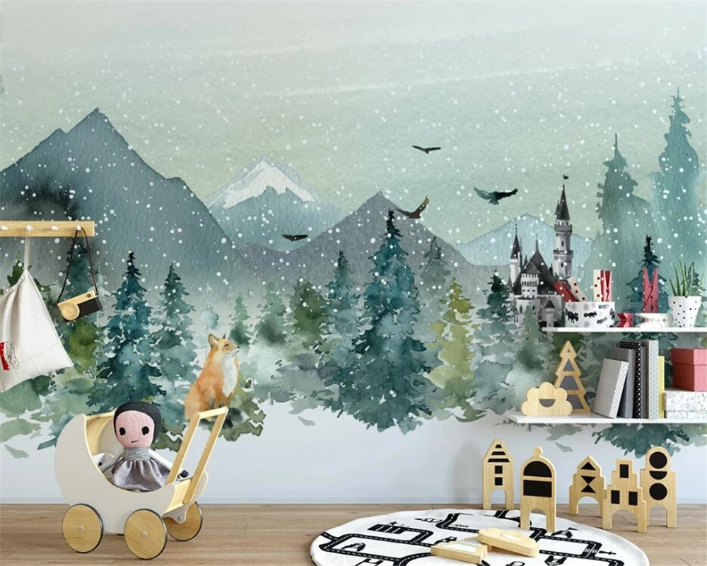 Beibehang Custom 3D Wallpaper Hand painted castle forest animal children's room Background wall papers home decor papier peint