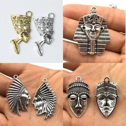 charm Egyptian queen cleopatra Pharaoh Indian Chief Head portrait Pendant for jewelry making DIY handmade necklace accessories