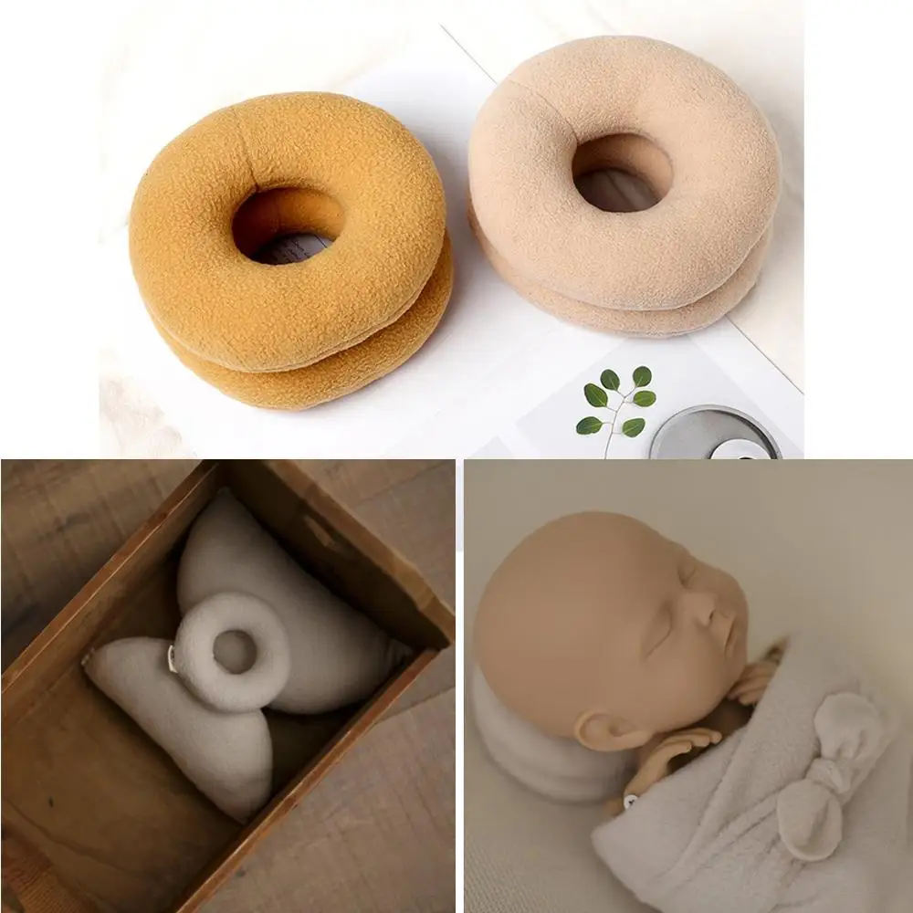 2pc Newborn Photography Props Posing Support Pillow Baby Boy Girl Photo Shoot Studio Round Donut Head Poser Props