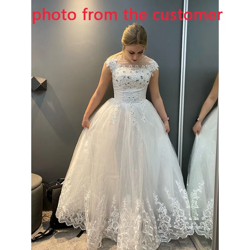 Ezkuntza 2024 Diamond Wedding Dress O-neck Beading Ball Gown Simple Cheap Wedding Dresses Princess Vintage Wedding Customized