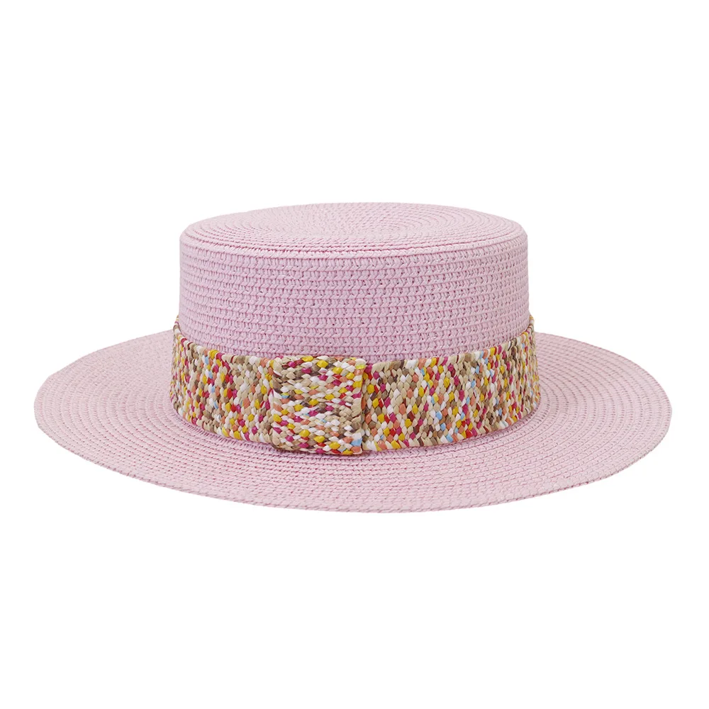 Multi-color beach hat new size adjustable male and female color sun hat straw hat flat-top macaron color кепка мужская