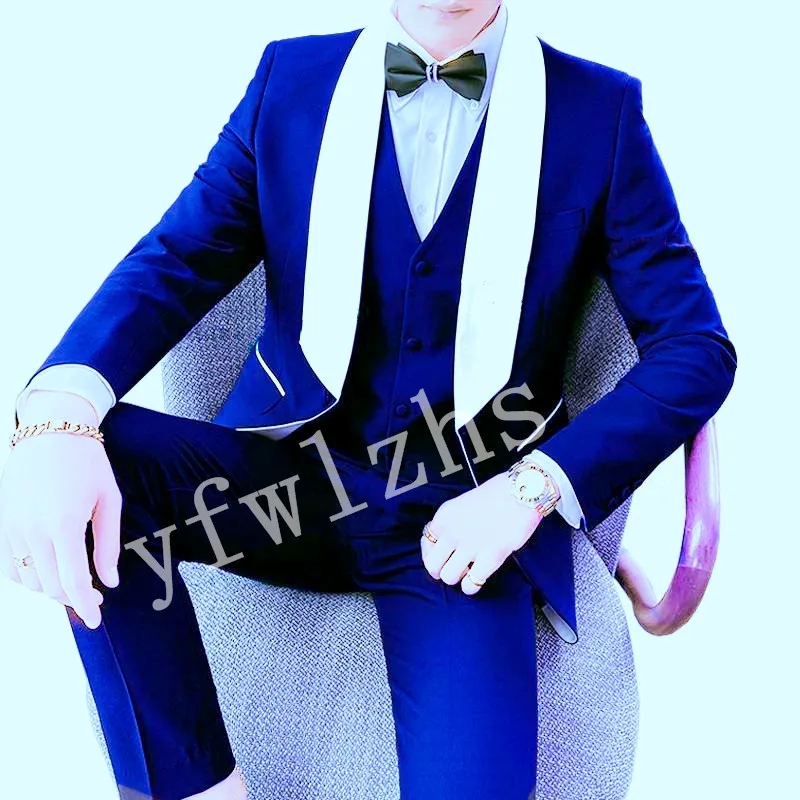 

Handsome One Button Groomsmen Shawl Lapel Groom Tuxedos Men Suits Wedding/Prom Best Blazer ( Jacket+Pants+Vest+Tie) B189