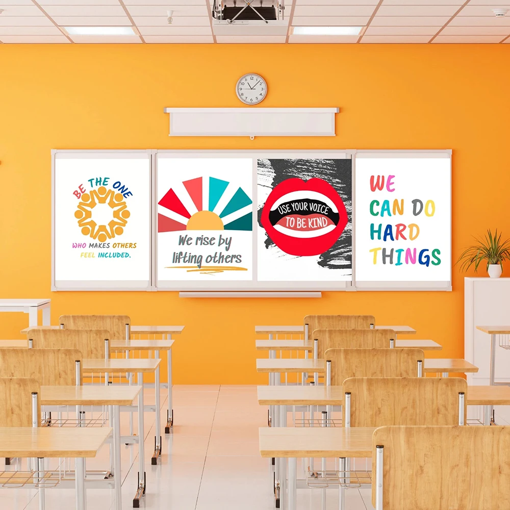 Kids Education Quotes - ห้องเรียน Positive Confidence Quote ผนังภาพวาดผ้าใบการศึกษาเนอสเซอรี่ Nordic