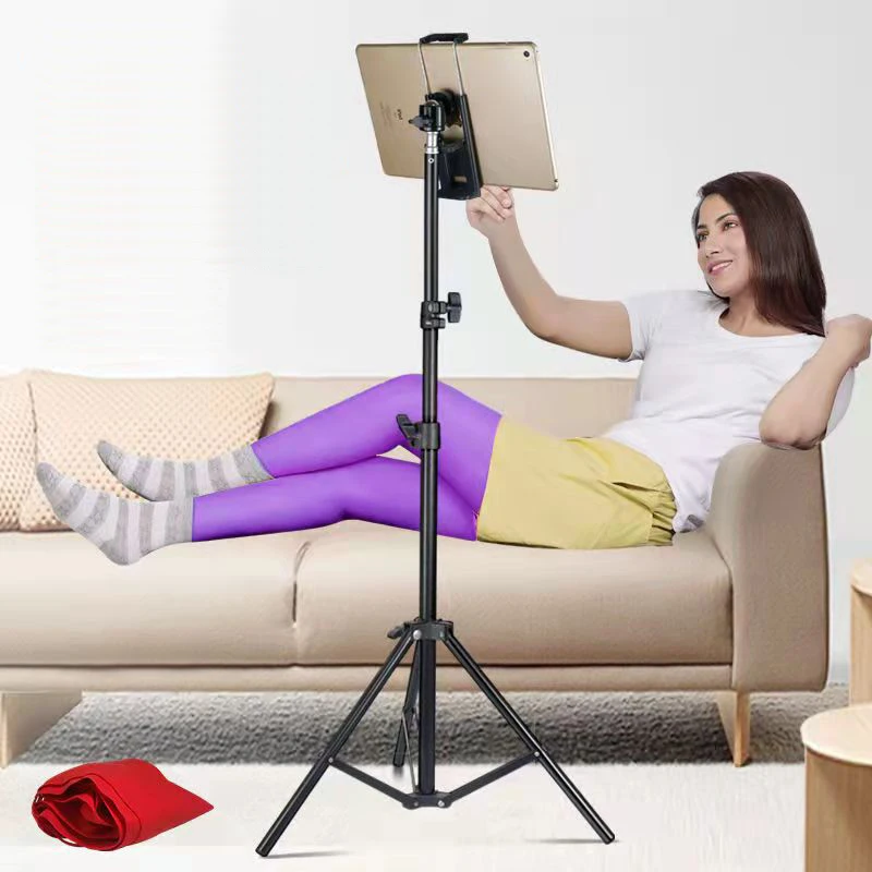 160cm Tripod for Tablet and Phone Aluminum Tripode Tablet Floor Ipad Tripod Stand with Smartphone & Tablet Holder Mount