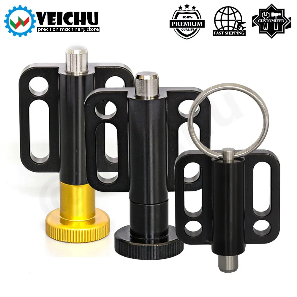 VEICHU Precision Spring Loaded Indexing Pin Aluminum Knob Stainless Steel Indexing Plungers With Mounting Flange For Equipment