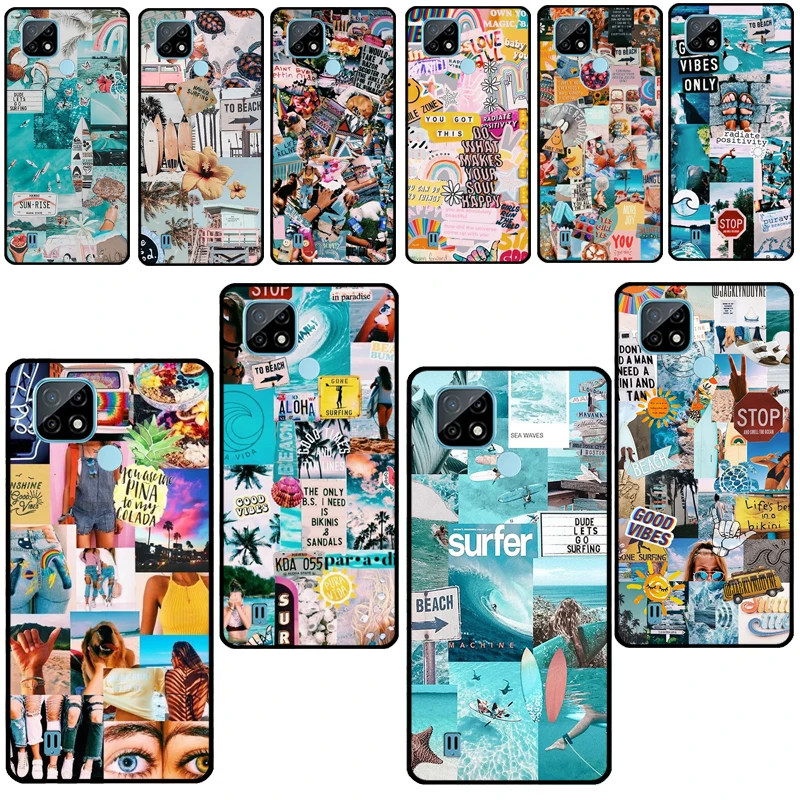 Summer Beach Collage For OPPO Realme C21 C15 C11 C3 GT Q3 6 7 8 Pro Case Cover For OnePlus 9 Pro Nord 2 8T 9R