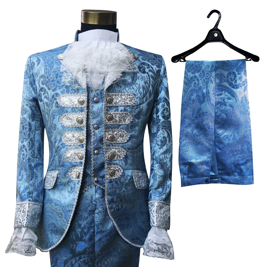 

Occident Wedding Blazers Suit Men's Blue Court dress Stage Singer chorus performance clothes Host Studio shooting stage outfits