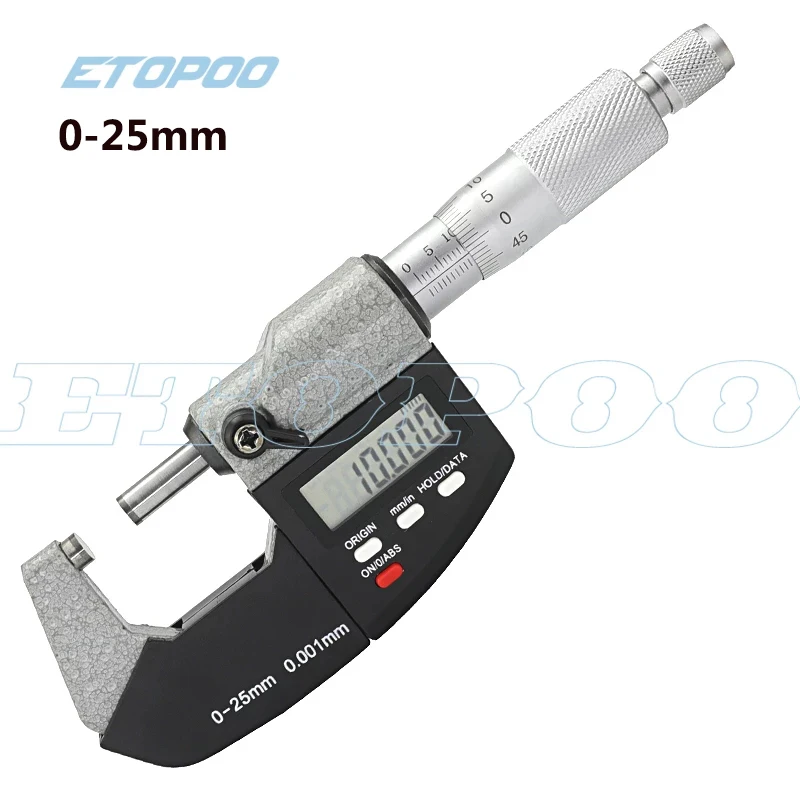 0-25mm Electronic Micrometer Head Inch/Metric Conversion 0.00005