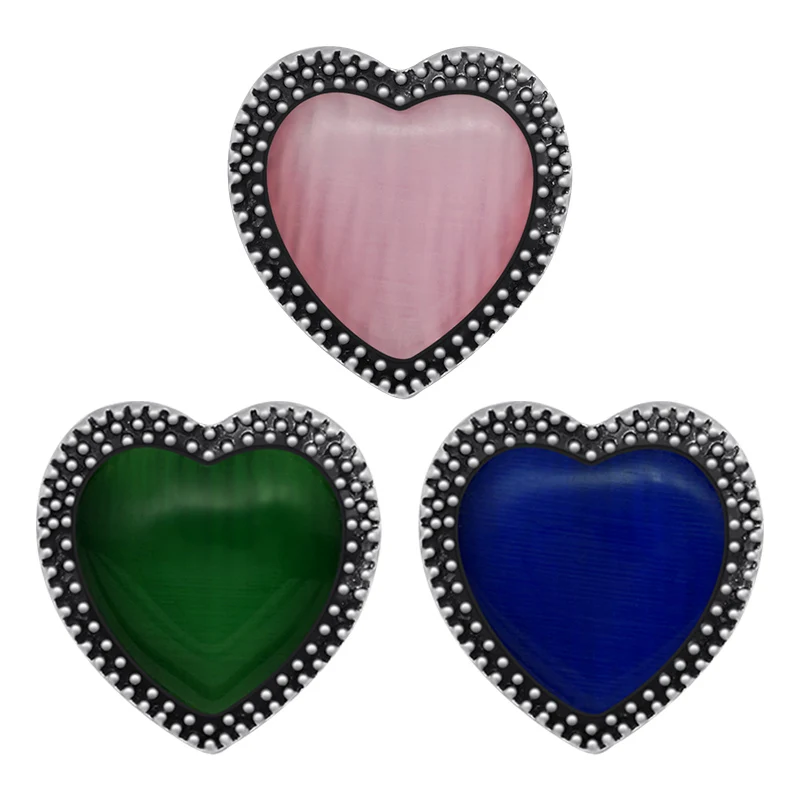 Beauty Heart shape rhinestone Pink Love style metal 18MM snap buttons fit 18mm snap bracelet snap jewelry wholesale