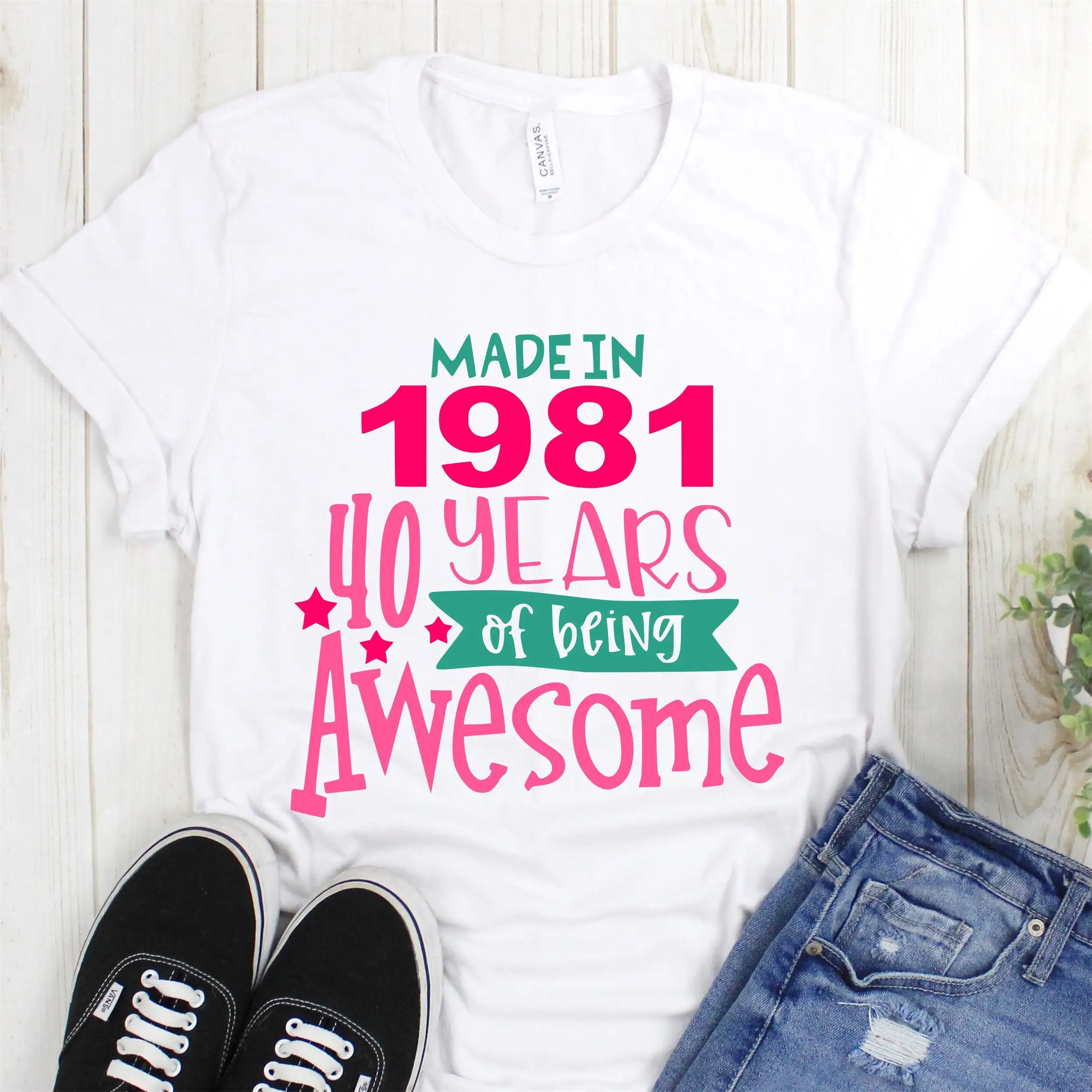 Made in 1981 Print Harajuku Top Women T-shirt Casual Ladies Short Sleeved Women Basic O-collar  T-shirt Girl,Drop Ship