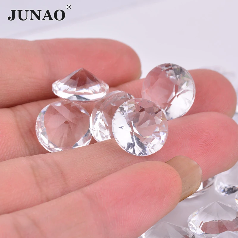 JUNAO 6 8 10 12 14 16 18 20 25mm Transparent Clear Glass Rhinestone Pointback Crystal Stone Fancy Strass For DIY