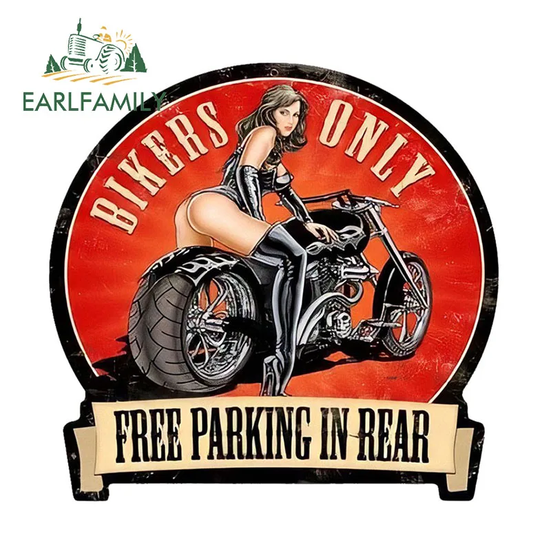 EARLFAMILY 13cm x 12,7 cm Auto Styling Sexy Pin Up Girl Bikers Nur Parkplatz Vintage Zeichen JDM Fenster Aufkleber auto Aufkleber Zubehör
