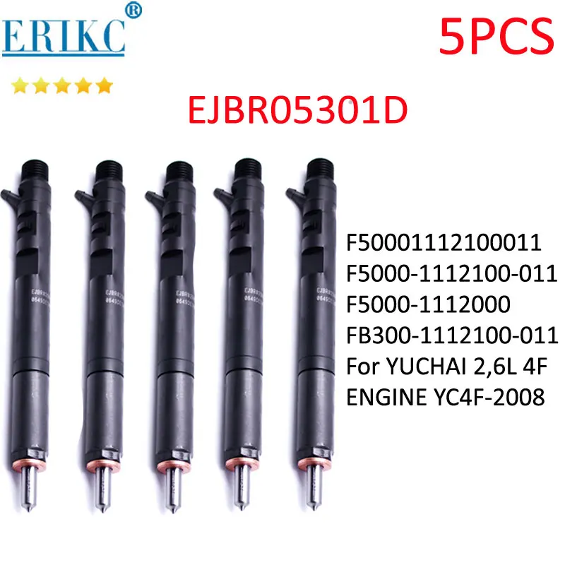 

5PCS EJBR05301D Common Rail Diesel Injector EJBR06101D Auto Parts Nozzle R05301D R06101D for YUCHAI 2,6L 4F ENGINE YC4F-2008