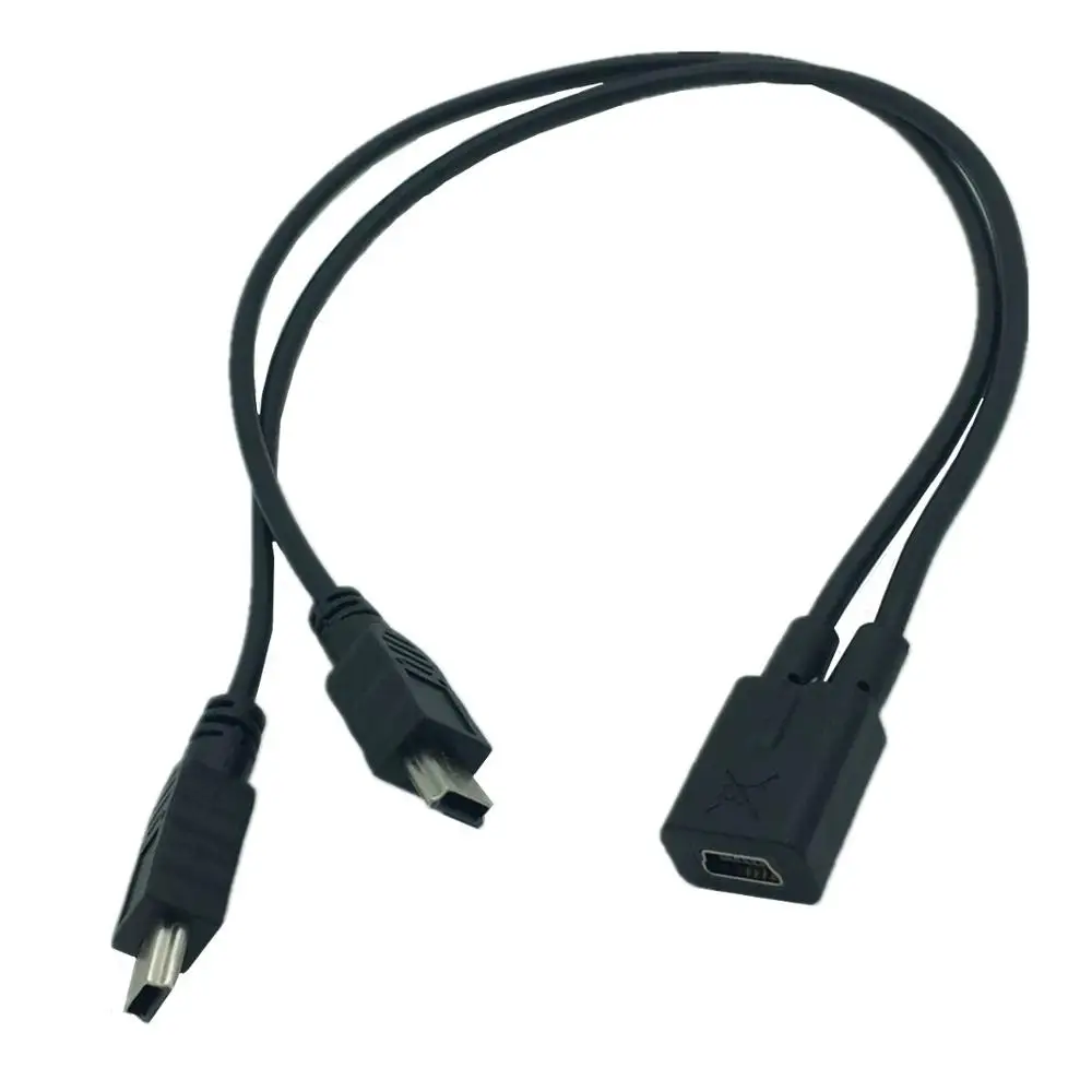 Micro/Mini USB to Micro/Mini USB 5P One point two charging cable ,1 Female to 2 Male Y Splitter Charging Extension Cable 30cm