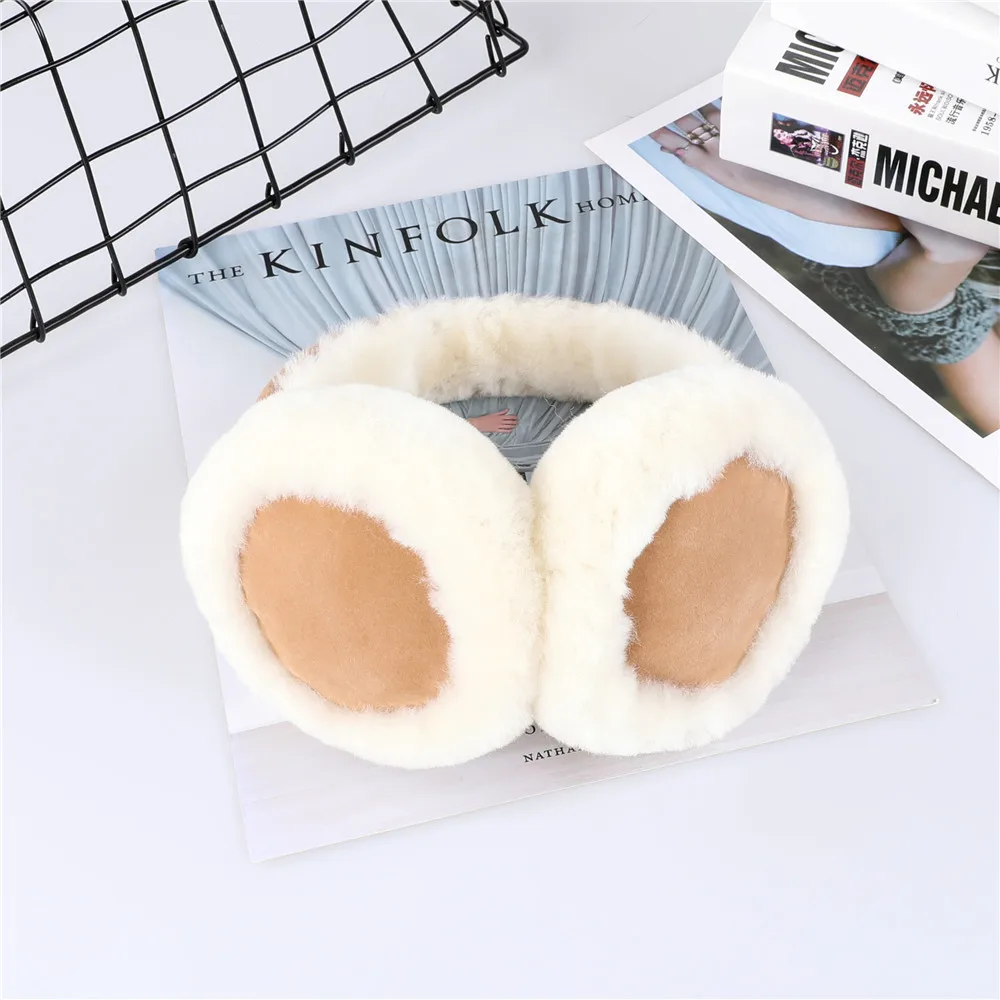 Earmuffs de lã shearling para mulheres e meninas, earflap de pelúcia unissex, hairbands quentes para senhoras, inverno