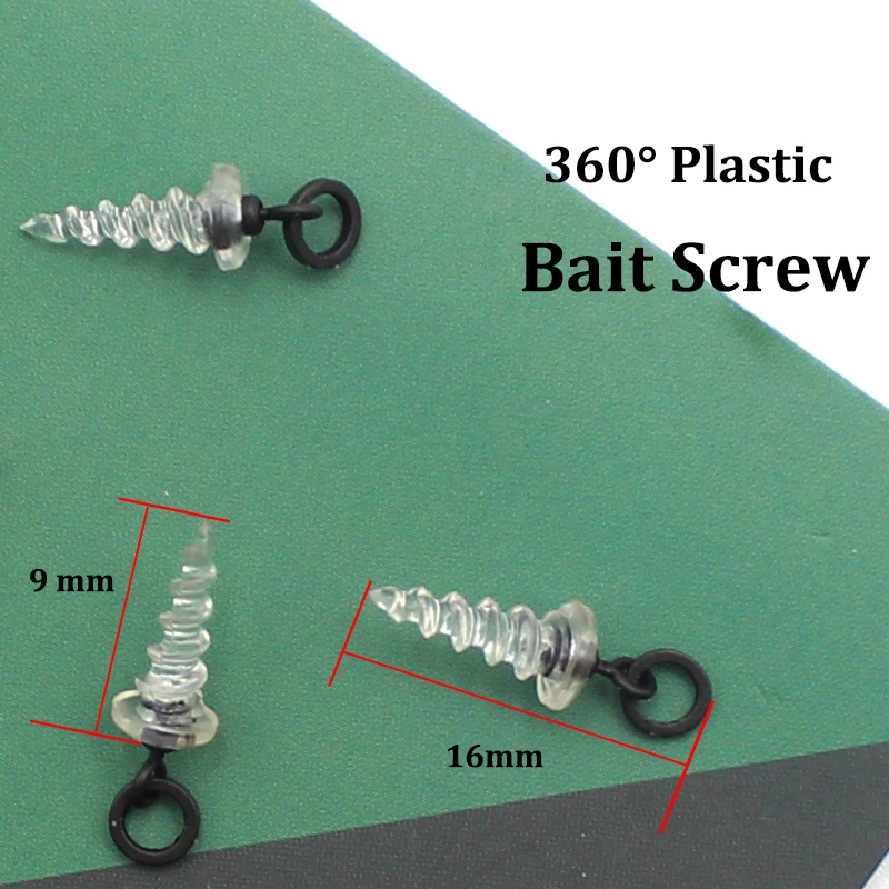 10pcs Carp Fishing Accessories 360° Plastic Bait Screw With Mirco Swivel Plastic  Bait Screw for Ronnie D rigs Spinner Swivel