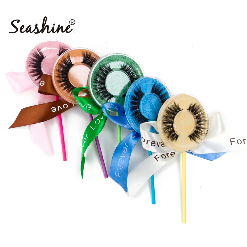 Seashine 10Pairs natural 3D false eyelashes in lollipop case fake lashes makeup Silk Lashes extension maquiagem eyelashes