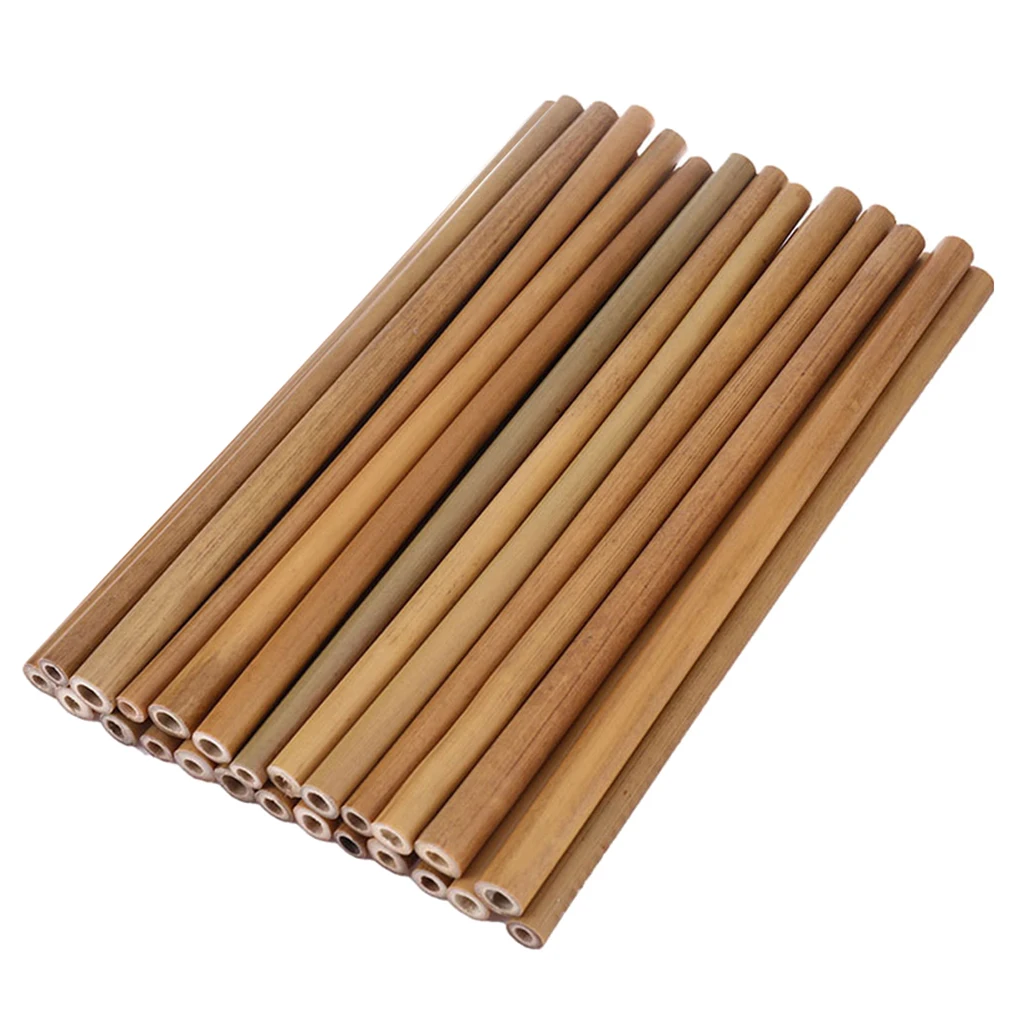 30Pcs Bamboo Straw Reusable Straw 10cm Hollow Wooden Tube Bamboo Drinking Straws for Kitchen Home Party Wedding Bar Tool