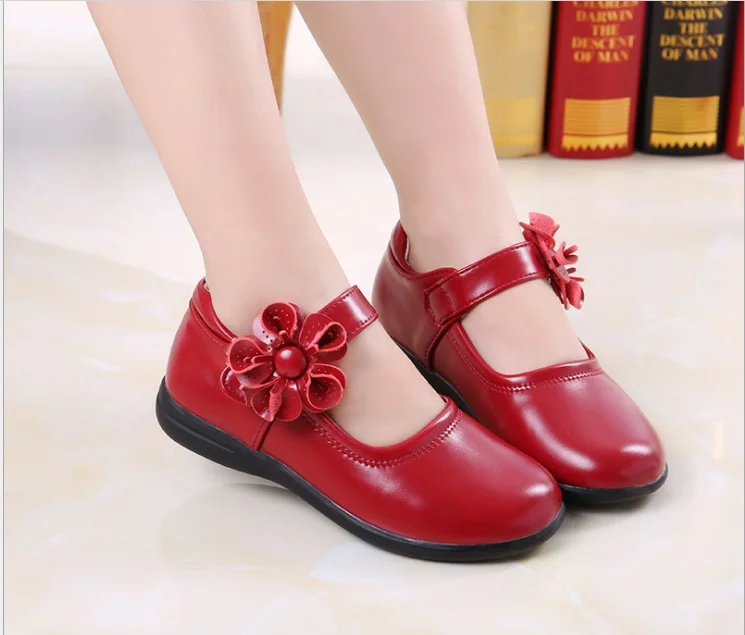 Girls Leather Shoes for Children Wedding Dress Princess School Shoes Kids Summer Bow-knot Black Student Sandals Korean Fashion