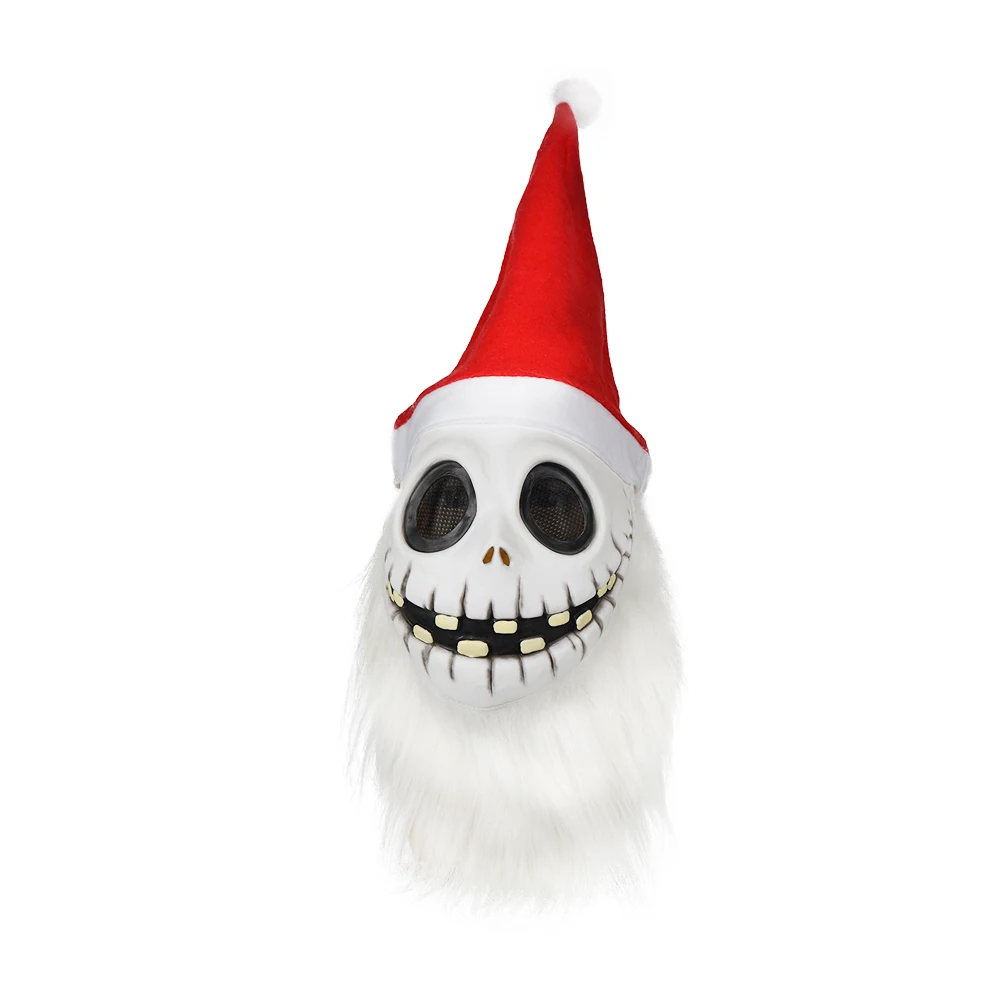 Eraspooky Nightmare Before Christmas Jack Skellington Cosplay Santa Claus Costume Latex Face Mask Skull Hat New Year Party Fancy