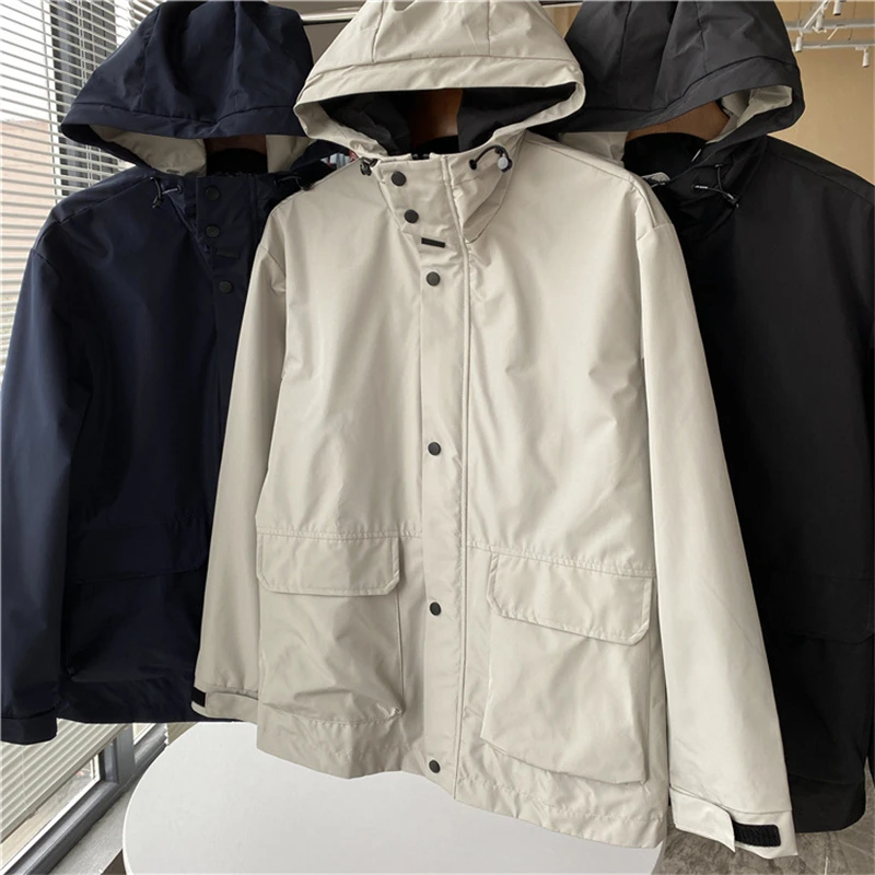 Spring Fall Men Waterproof Jackets Cargo Style Simple All-Match Skin-Friendly Casual Daily Outdoor Brand Male High Quality Coats