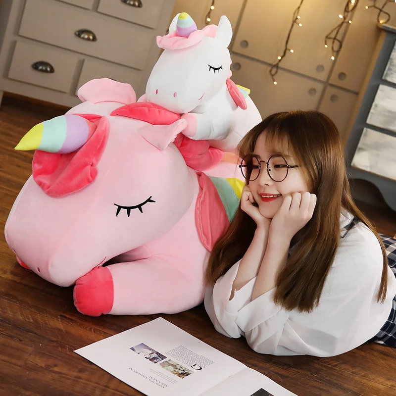 25-100CM Kawaii Giant Unicorn Plush Toys Stuffed Soft Dolls Animal Horse For Children Girl Pillow Birthday Gifts