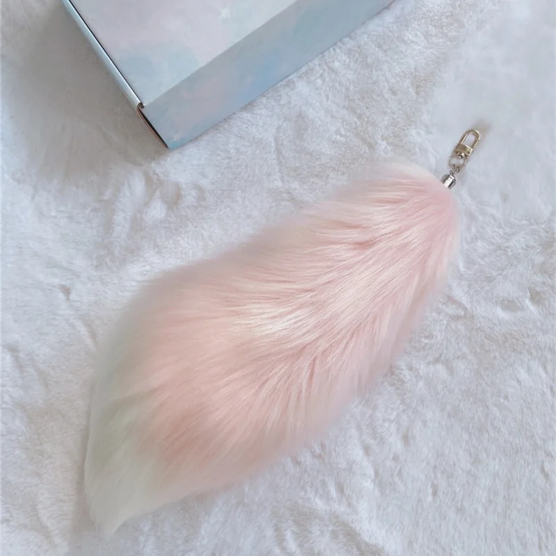 Handmade น่ารัก Fluffy Plush Wolf Fox Tail พวงกุญแจผู้หญิงกระเป๋า Keyrings รถคีย์แหวนของขวัญ Charming Decorat