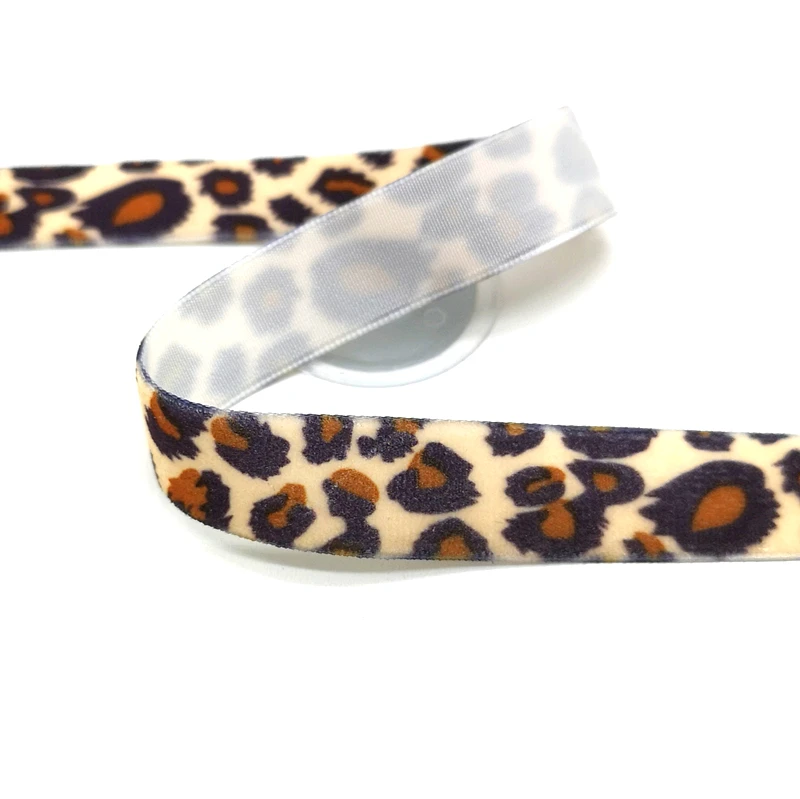 3 yards/lot Leopard Print Velvet Ribbon Wedding Party Decoration Handmade Gift Wrapping Hair Bows DIY Christmas