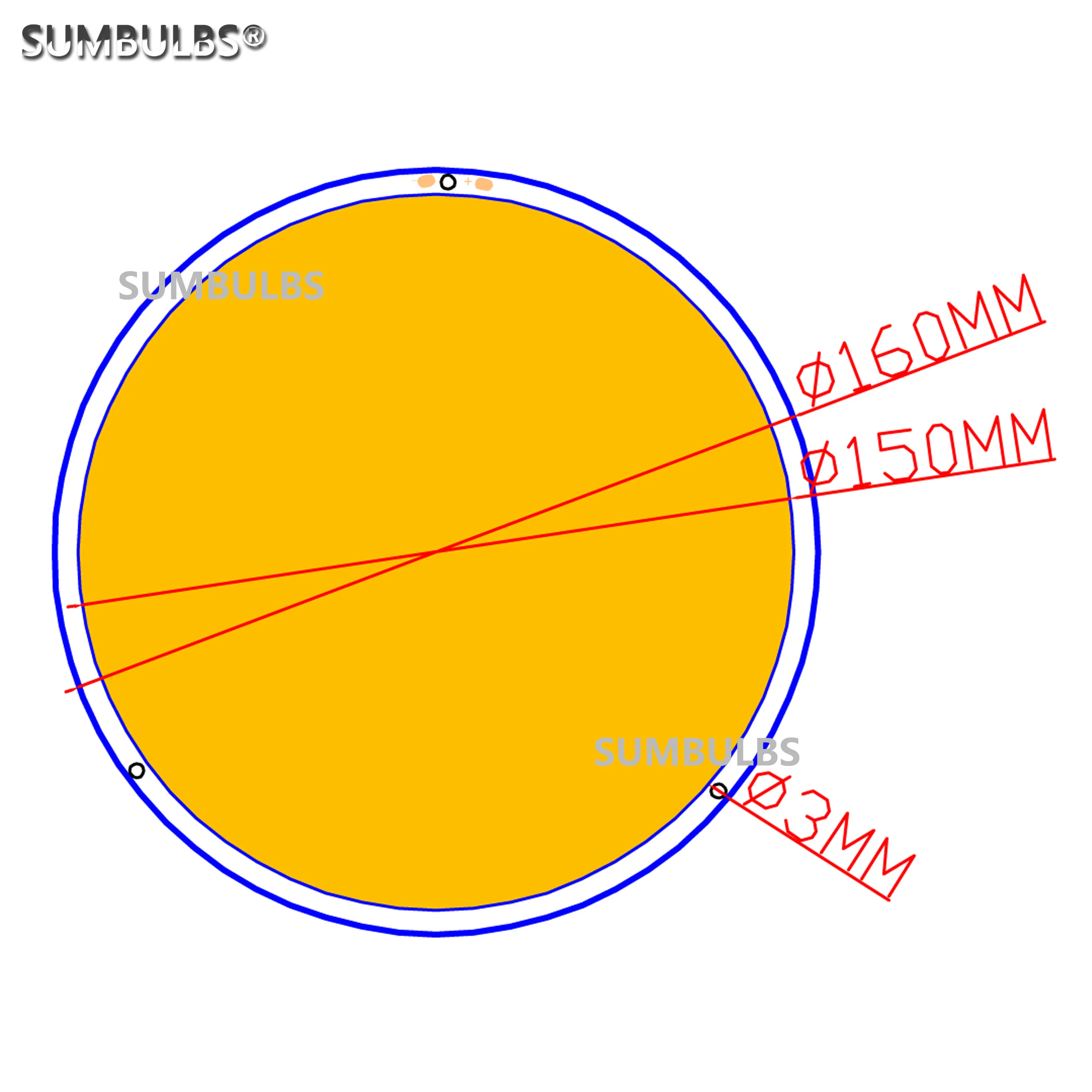 SUMBULBS Super Bright 160mm Circular DC 12V LED COB Light Source Round LED Bulb 200W Warm Cold White for DIY Ourdoor Lamp