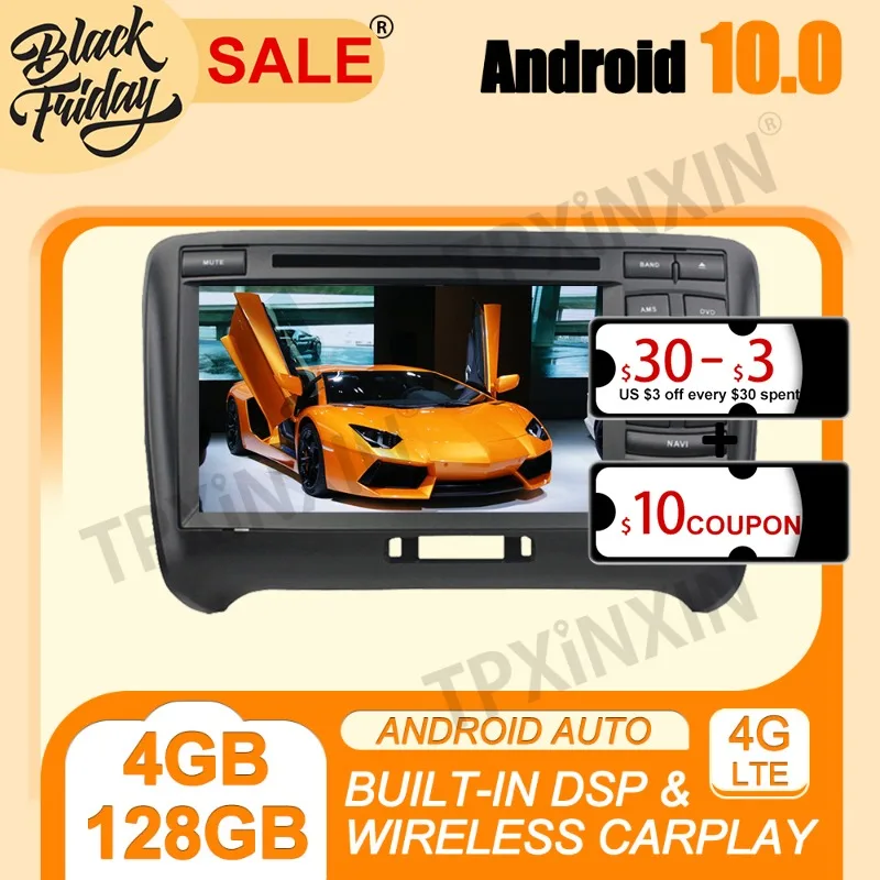 

PX6 Android 10.0 4G+128G Carplay IPS For Audi TT 2006-2014 Multimedia Player Stereo Tape Recorder GPS Navi Auto Radio Head unit