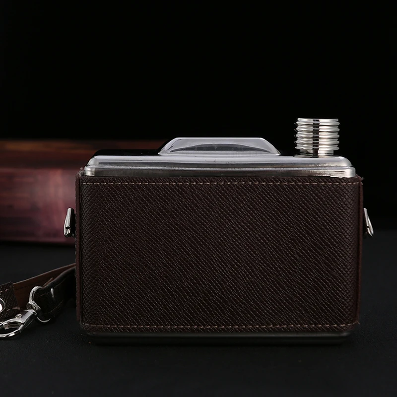 DEOUN 11OZ Creative Stainless Steel Hip Flask New Portable Whiskey Rum Camera Hip Flask Carry Flask For Alcohol With Funnel Gift