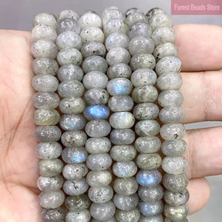 Smooth Natural Gray Labradorite Rondelle Round Spacer Beads DIY Bracelets Earrings Accessories For Jewelry Making 15'' 4/6/8mm