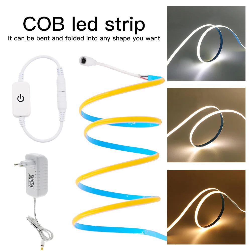 Dimmable COB LED Strip DC12V 24V Flexible 5mm Width High Density FOB Led Tape Light Bar RA90 3000K 4000K 6000K Led Lights 5M