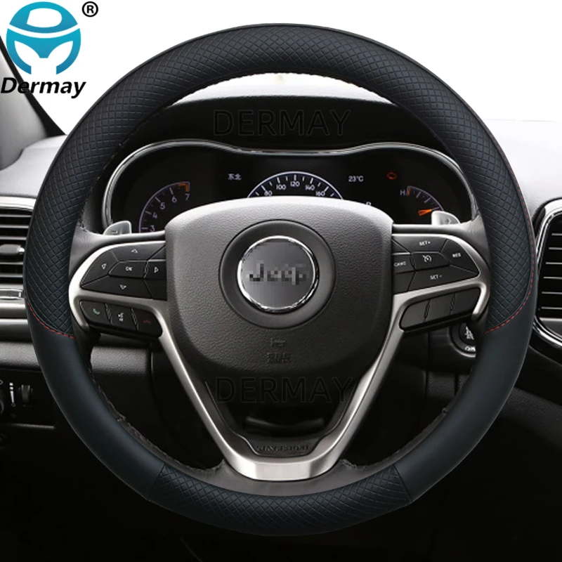 100% Dermay Merk Lederen Auto Stuurhoes Voor Jeep Grand Cherokee Zj Wj Wk WK2 Wl 1993-2021 Auto interieur Accessoires
