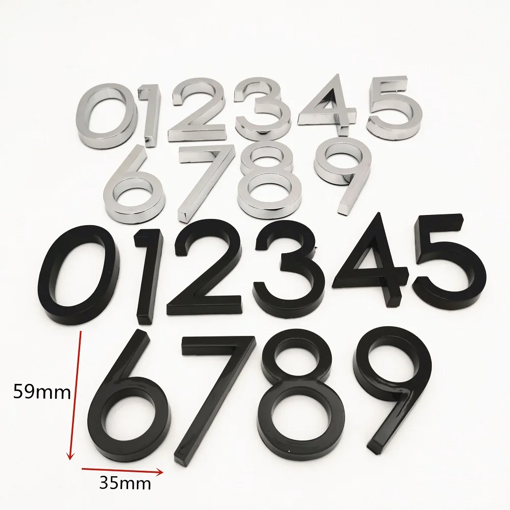 Door Plate House Number Self Adhesive Modern Sign Number Digit  6cm  0 to 9 Plastic Hotel Home Address Home Sticker 1pc/2pcs 3D - Image 3