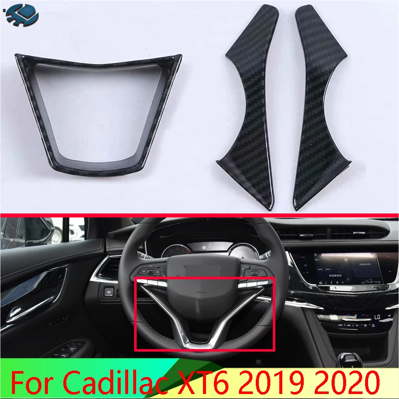 

For Cadillac XT6 2019 2020 Car Accessories ABS Chrome Steering Wheel Panel Cover Bezel Trim Insert Badge Molding Garnish
