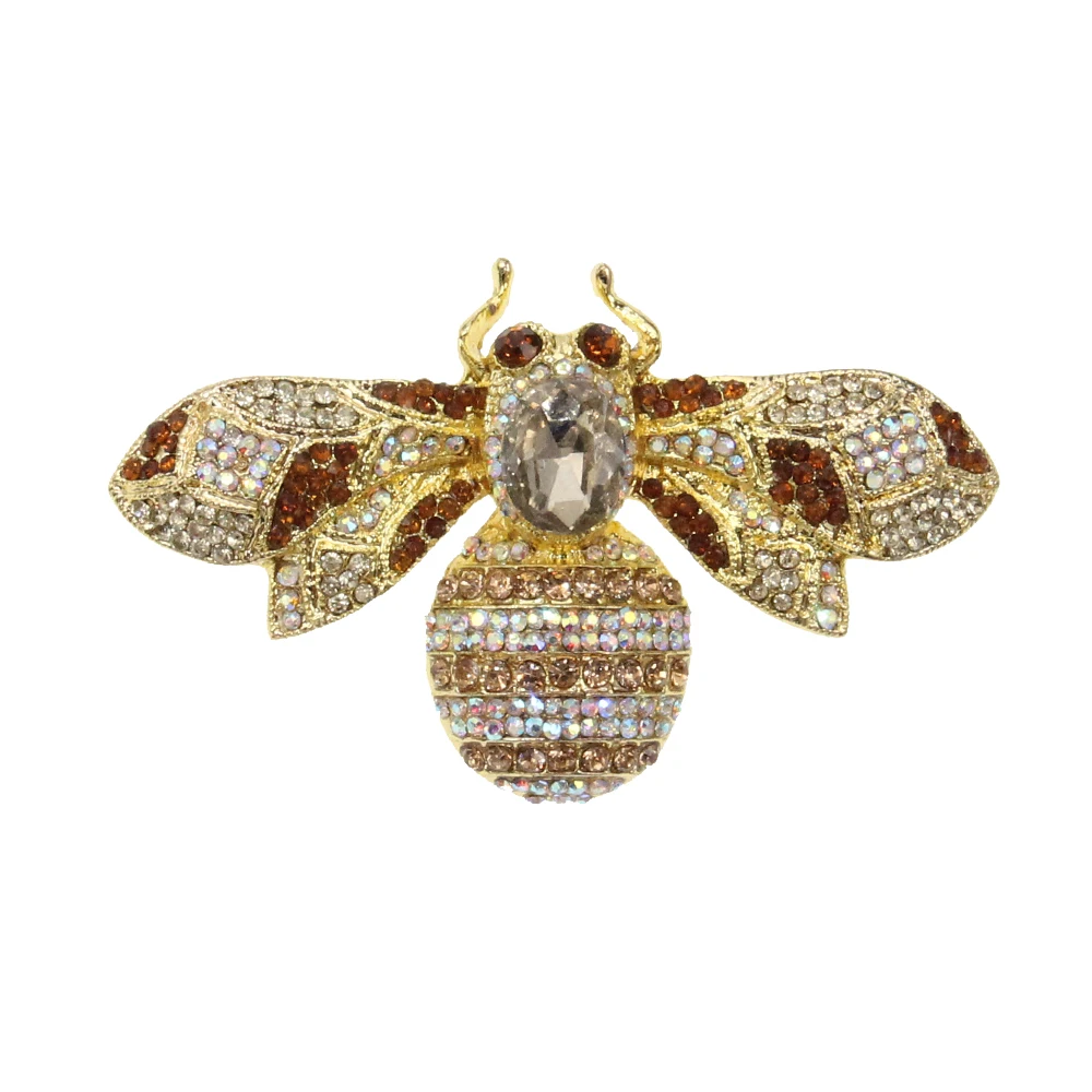 60 mm  Mix Color Rhinestone Bumble Bee Brooches Honeybee Insect Bee Brooch Pin For Women