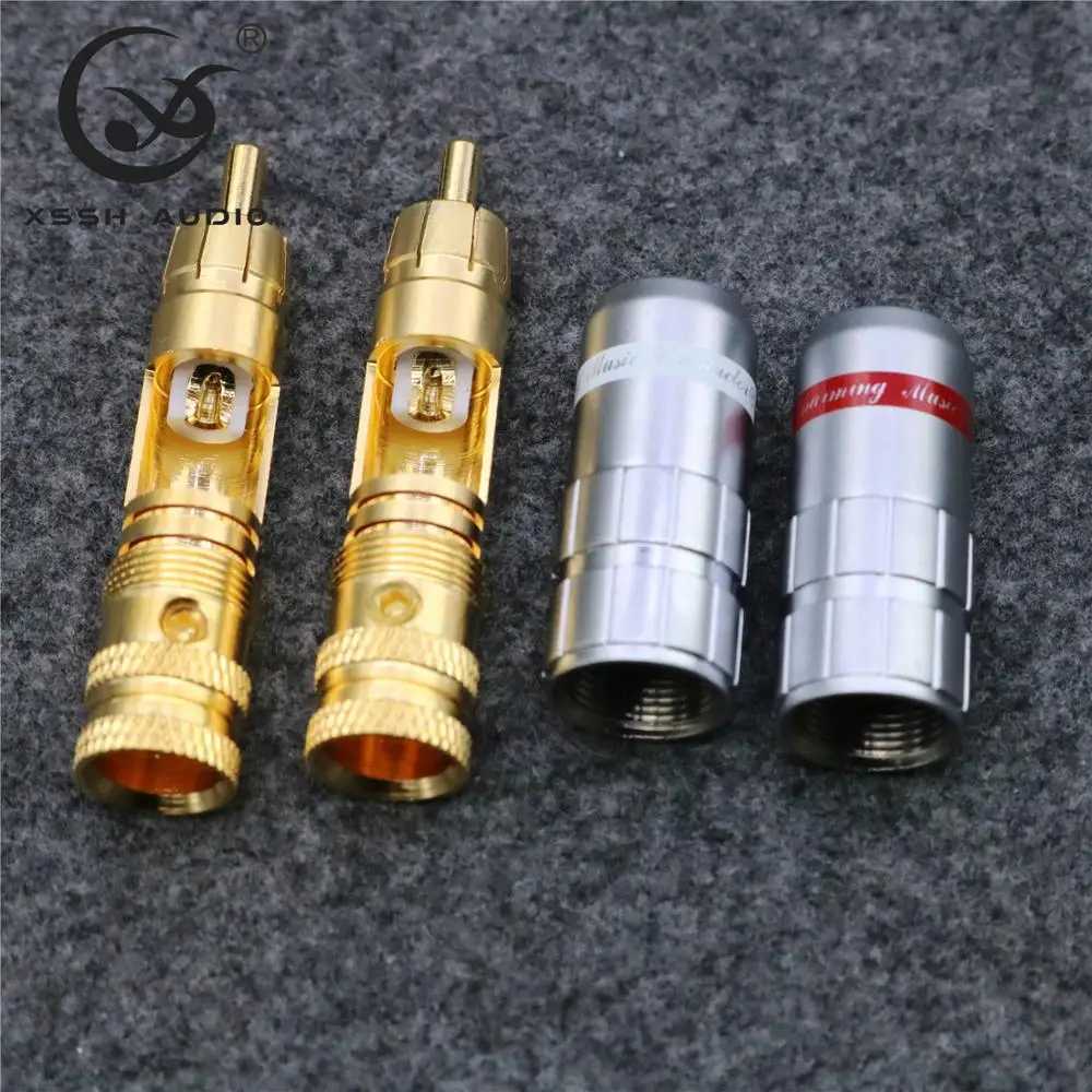 RCA XSSH 오디오 YIVO-하이 엔드 HIFI DIY 금도금 남성 오디오 RCA 플러그, 8mm 최대 오디오 케이블 코드용 커넥터 잭, 8 개