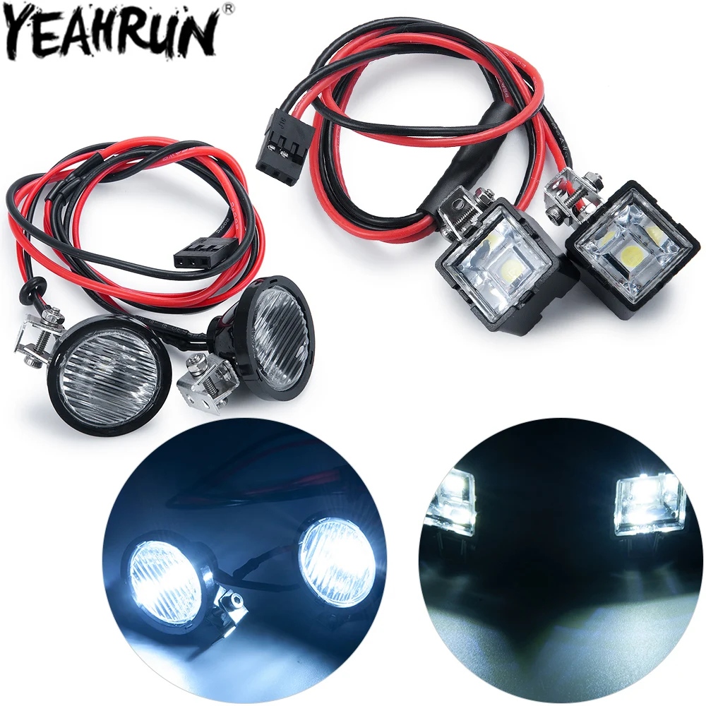 

YEAHRUN RC Car LED Lights Headlights Spotlight DC 5-7.4V for 1/10 RC Crawler TRX4 TRX6 Axial SCX10 Redcat RR10 MST Parts