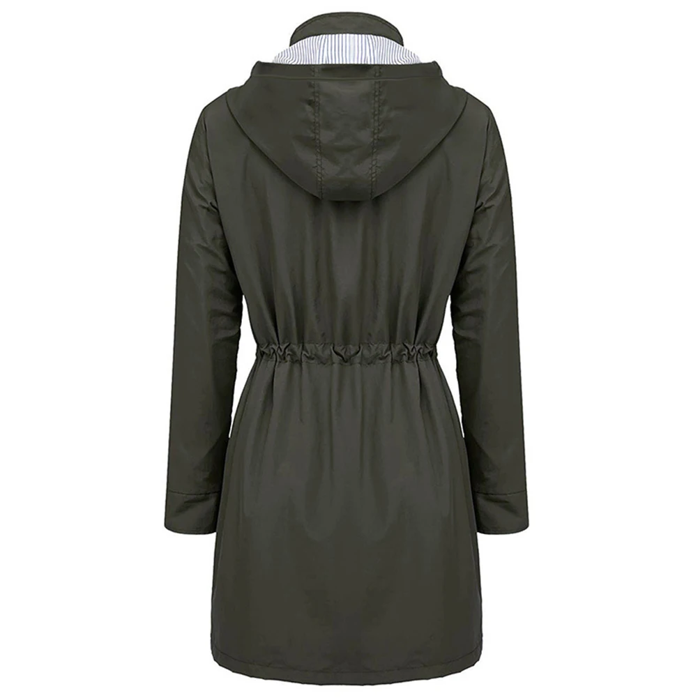 Vrouwen Dame Trenchcoat Waterdichte Effen Kleur Moda Feminina Hooded Herfst Trenchcoat Lange Mouwen Jacket Coat