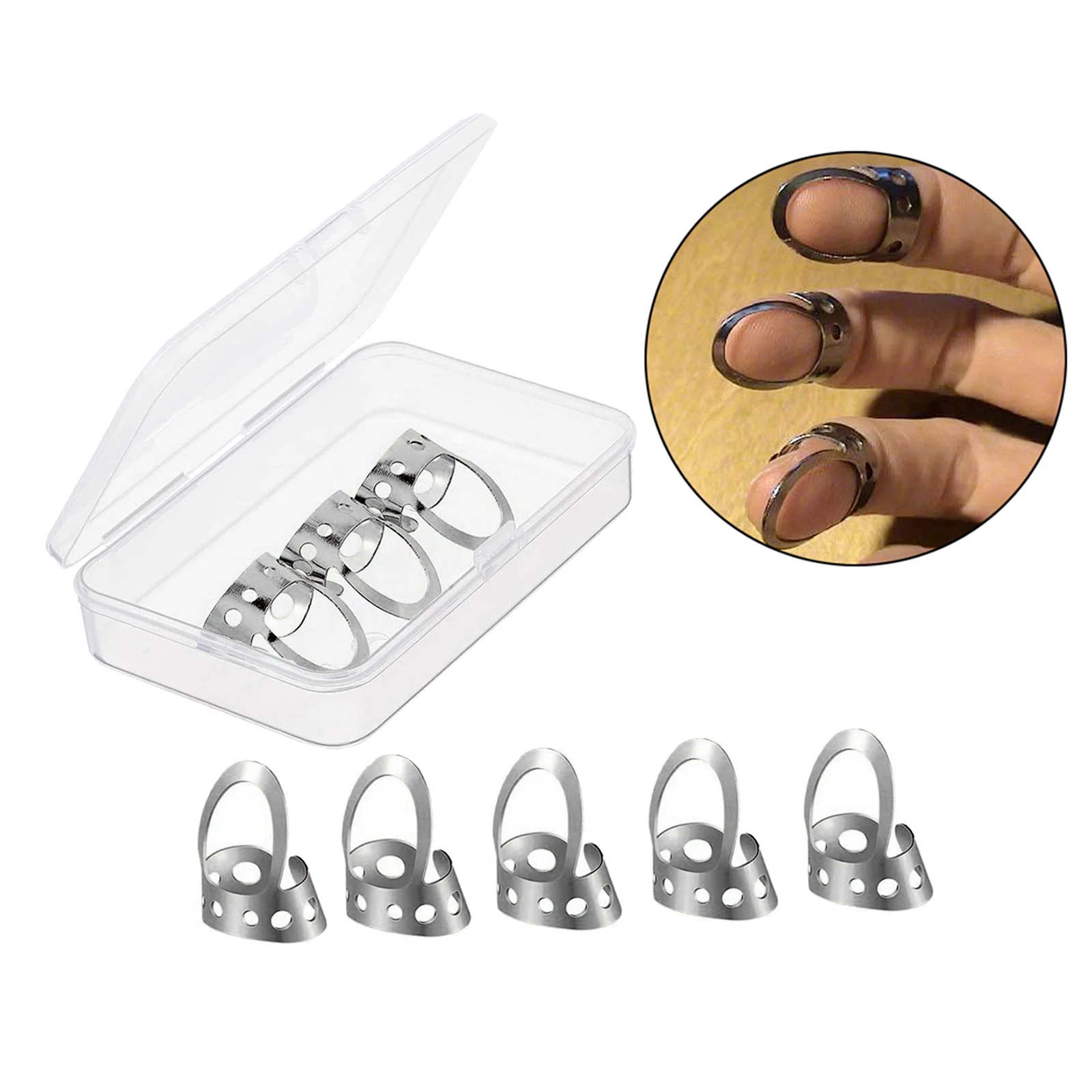 8X Metal Adjustable Finger Picks for Acoustic Classic Bass Guitars Ukulele Fingerpicks Plectrums Nail Protector