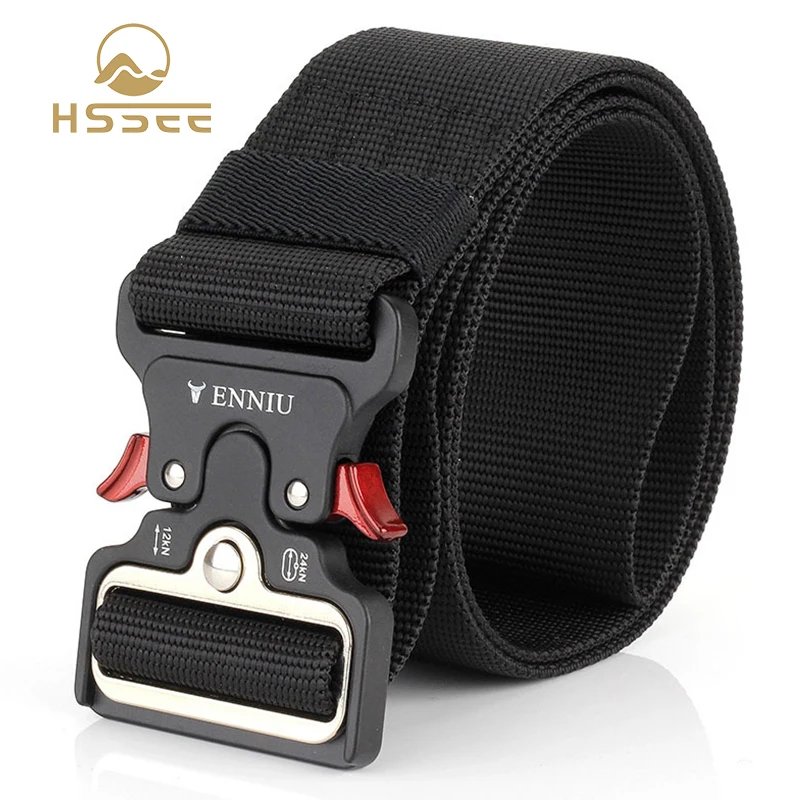 HSSEE 5cm Tactical Outdoor Belt for Men 1200D Tight Nylon Military Army Belt Metal Buckle Quick Release Casual Wide Belt Girdle