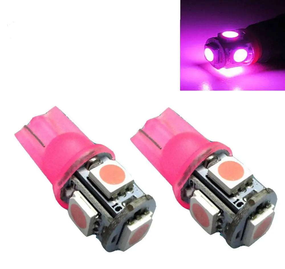 20Pcs Pink T10 W5W 5050 5SMD 168 194 192 DC 24V License Plate Led Bulbs For Car Interior Lights Reading Light Trunk Light Bulb