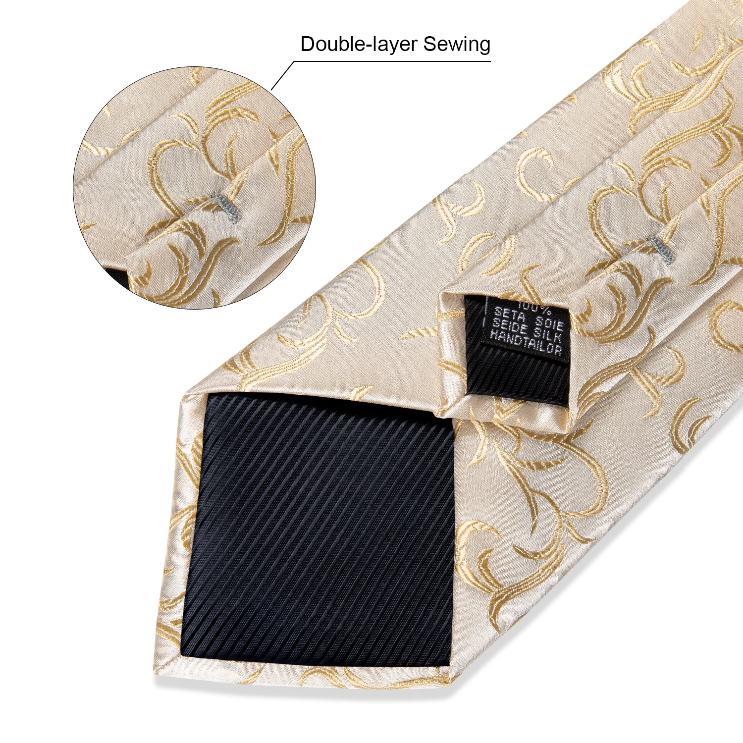 Beige Floral Herren Krawatten Taschentuch Manschettenknöpfe Hochzeit Party Krawatten für Männer Edelstahl Drachen Ring Männer Accessoires Geschenk – Detail 18