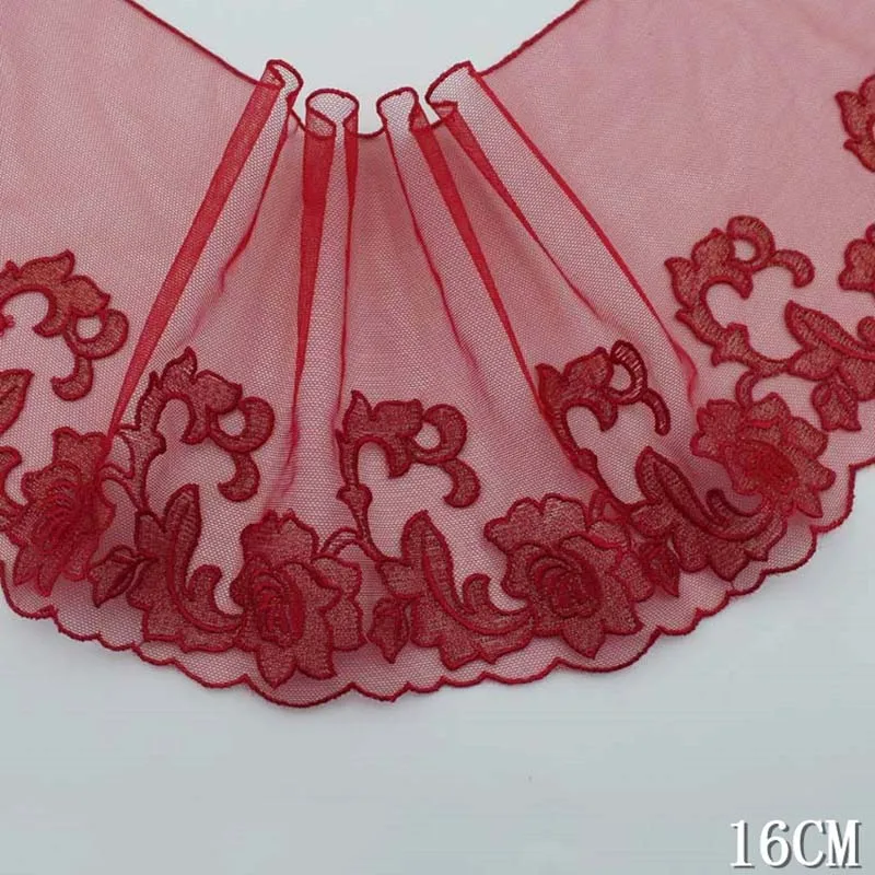 자수 레이스 트림 얇은 명주 그물 메쉬 원단, 란제리 속옷 브래지어 인형 원피스, 수제 16cm 너비, 2 야드